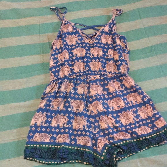 Cotton Boho Hippie Romper Elephants - Picture 4 of 6